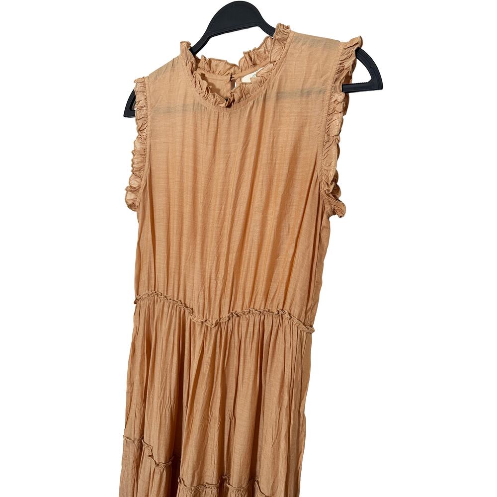 Tuckernuck Guadalupe Women's Sleeveless Cotton Tiered Midi Dress Ruffle Tan S - Picture 4 of 8
